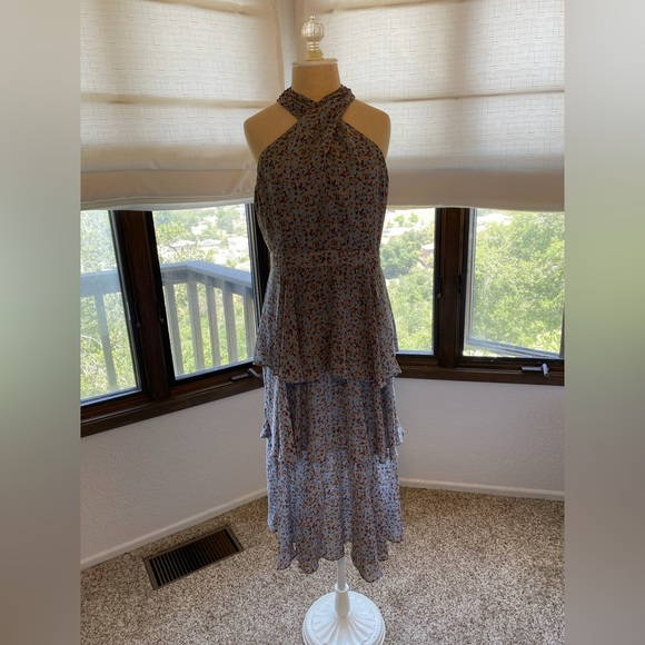 Sam Edelman Dresses & Skirts - Sam Edelman | Printed Tiered Midi Dress in Dusty Blue